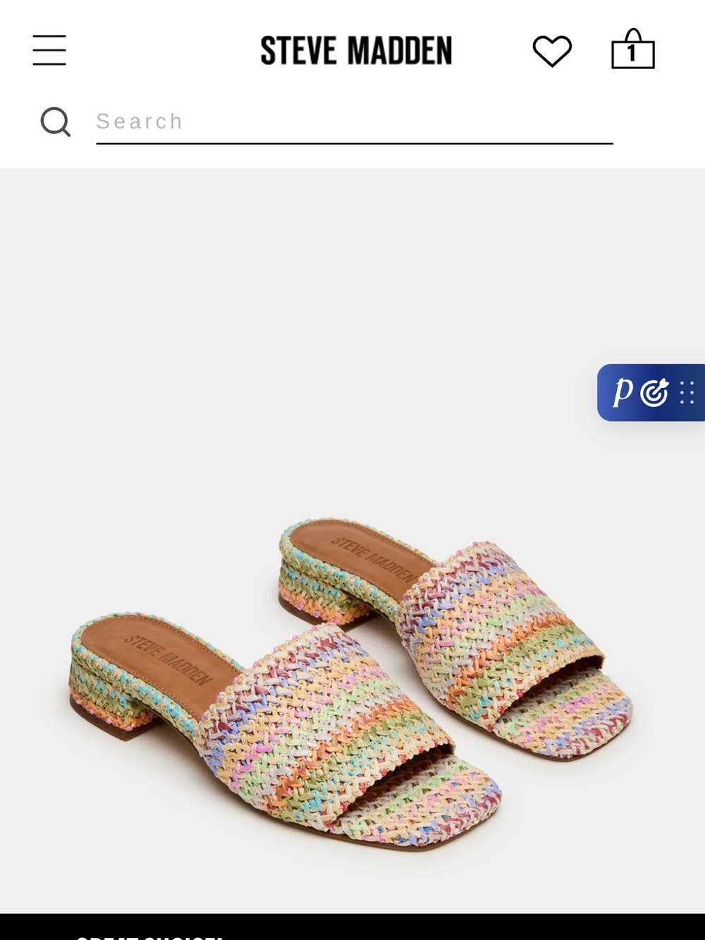 Steve Madden Montgomery Rainbow Striped Raffia Pastel Woven Slide Mules